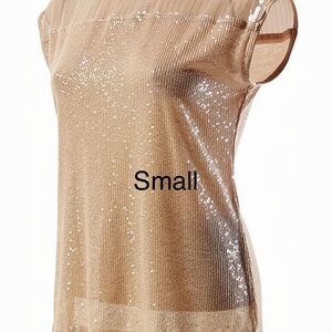 Cable & Gauge Tan Sequin Blouse